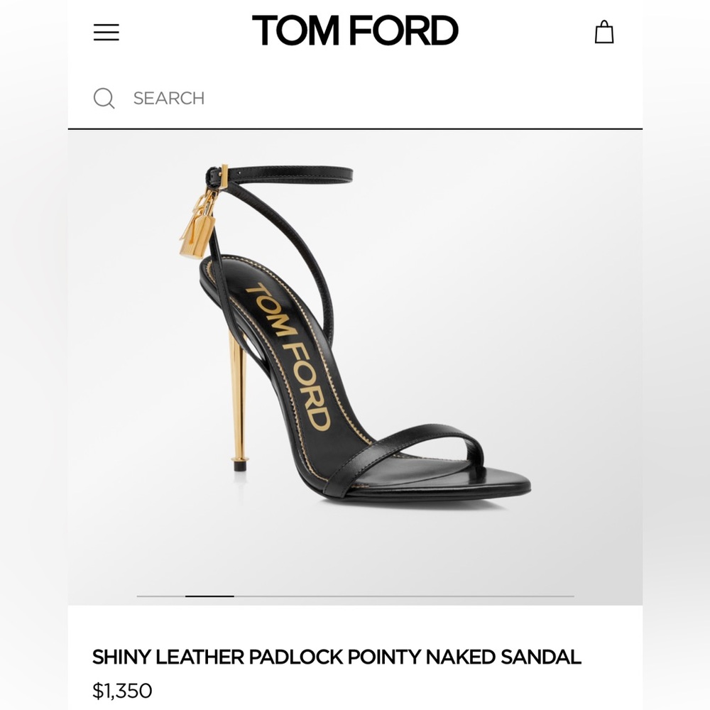 Tom Ford Pointy Naked Sandal With Gold Padlock Gem
